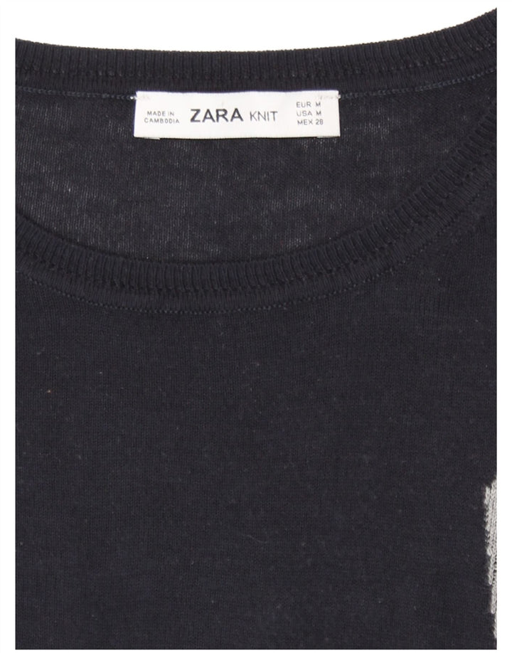 Zara ženski džemper s okruglim izrezom UK 14 srednje crne boje