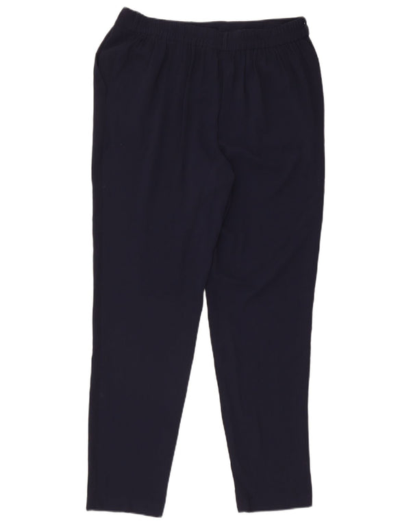 M&Co Womens Pegged Casual Trousers UK 14 Large W34 L30 Navy Blue Polyester