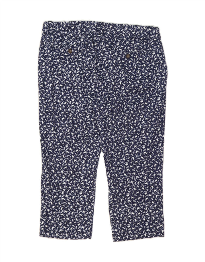 DOCKERS Womens Abstract Pattern Capri Trousers US 14 XL W34 L21 Navy Blue Vintage Dockers and Second-Hand Dockers from Messina Hembry 