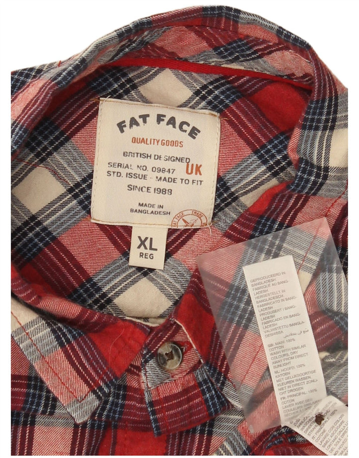 Fat Face muška flanelska košulja standardnog kroja XL, crveni karirani pamuk