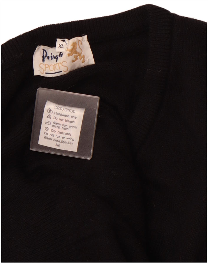 PRINGLE muški džemper s V-izrezom XL crni argyle/dijamantni akril