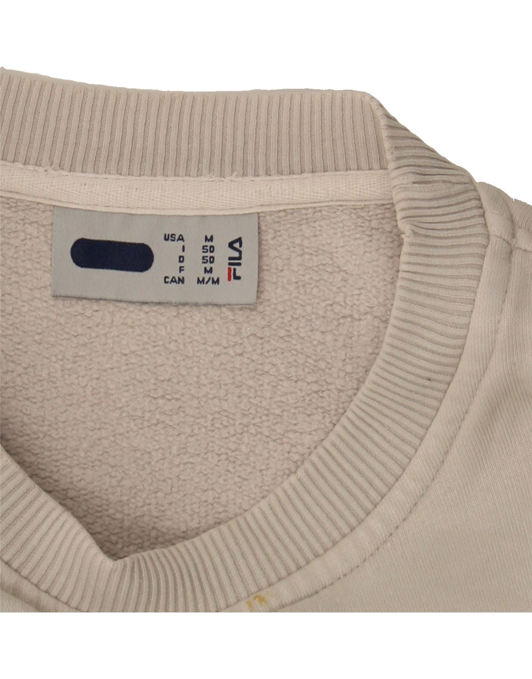 FILA Mens Sweatshirt Jumper Medium Beige Cotton Vintage Fila and Second-Hand Fila from Messina Hembry 