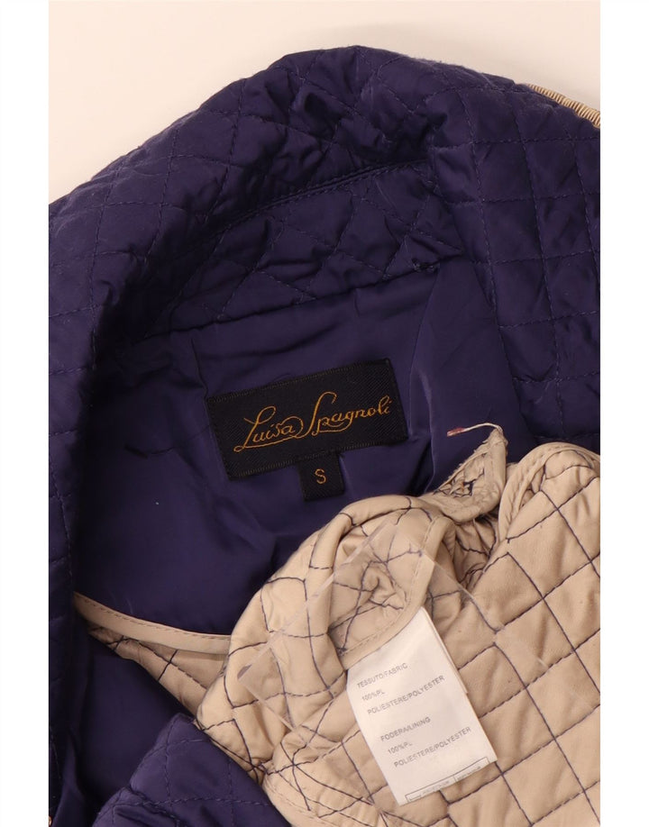 LUISA SPAGNOLI Womens Quilted Jacket UK 10 Small Navy Blue Polyester Vintage Luisa Spagnoli and Second-Hand Luisa Spagnoli from Messina Hembry 