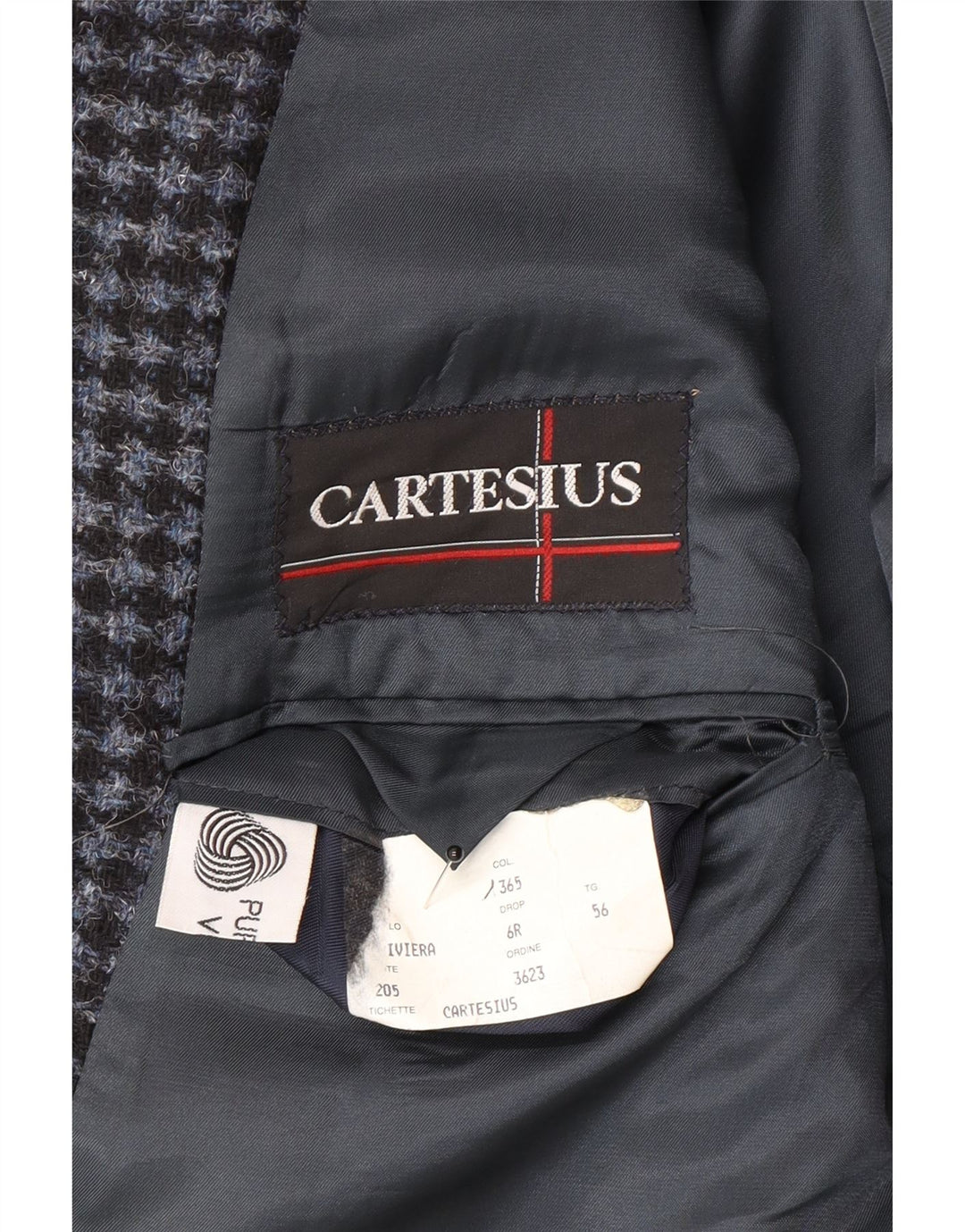 Vintage muška jakna sa 2 gumba IT 56 3XL plava djevičanska vuna s houndstooth