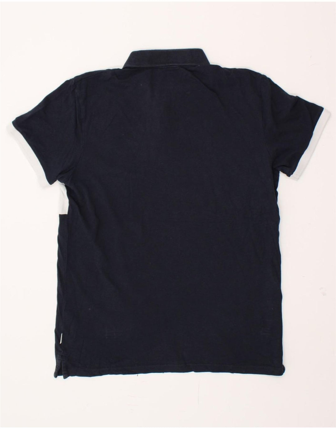 JACK & JONES Mens Polo Shirt Medium Navy Blue Colourblock Cotton Vintage Jack & Jones and Second-Hand Jack & Jones from Messina Hembry 