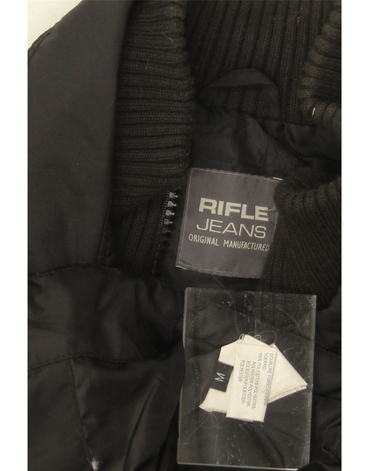 RIFLE Mens Padded Jacket UK 38 Medium Black Polyester Vintage Rifle and Second-Hand Rifle from Messina Hembry 