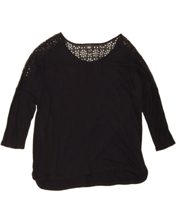 MOSSIMO Womens Top 3/4 Sleeve UK 20 2XL Black Rayon Vintage Mossimo and Second-Hand Mossimo from Messina Hembry 