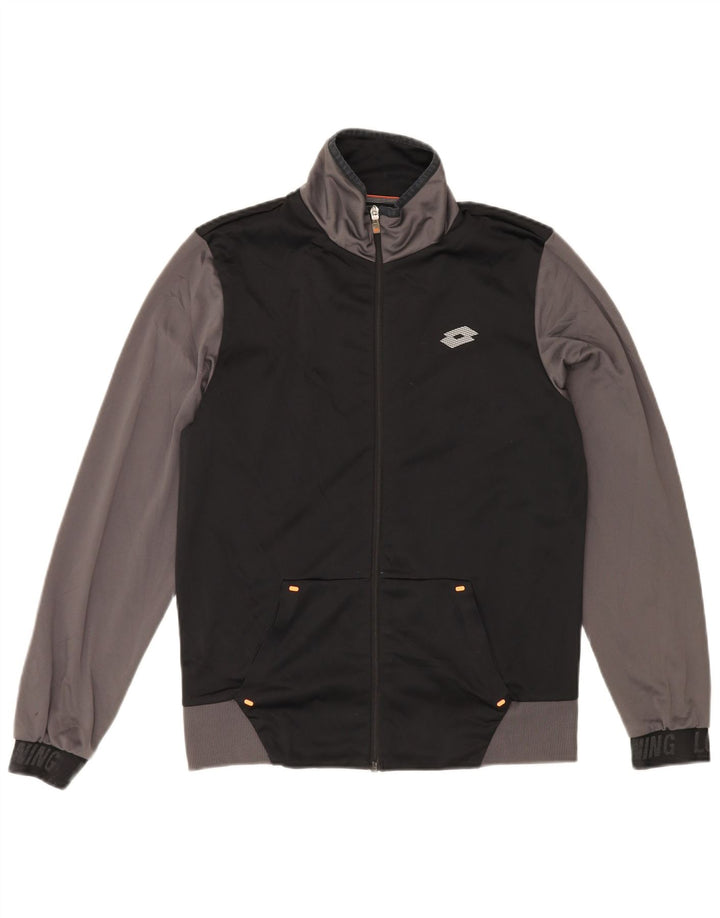 LOTTO Mens Tracksuit Top Jacket Small Black Colourblock
