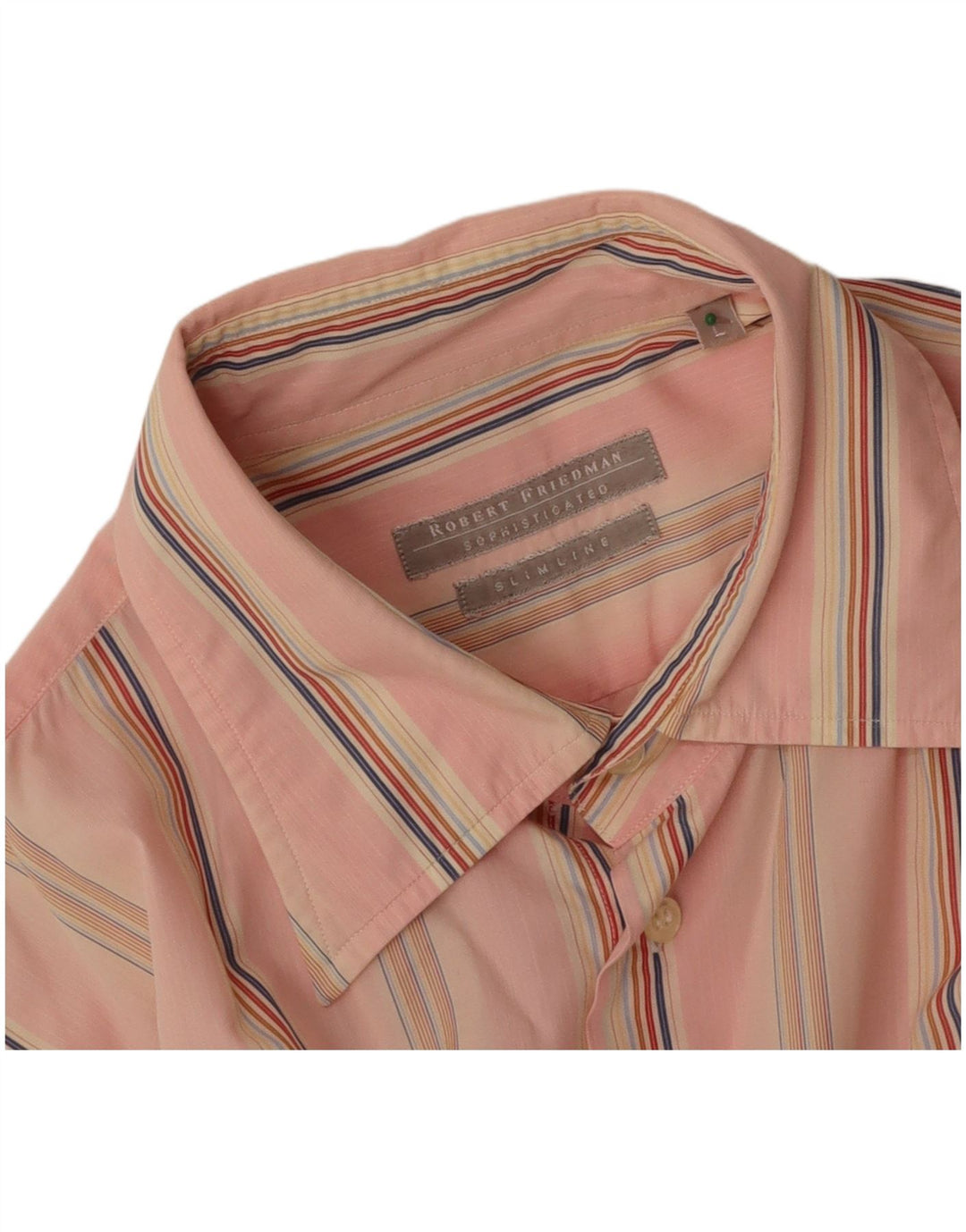 ROBERT FRIEDMAN Mens Slim Shirt Large Pink Striped