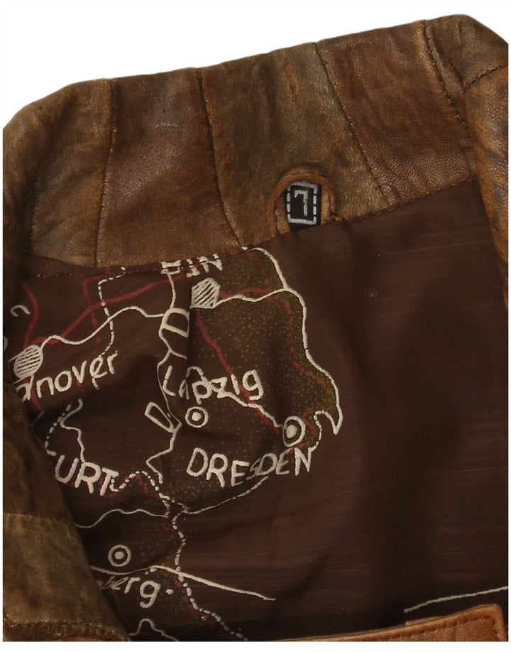 Vintage ženska bomber kožna jakna UK 16 Veliki smeđi patchwork