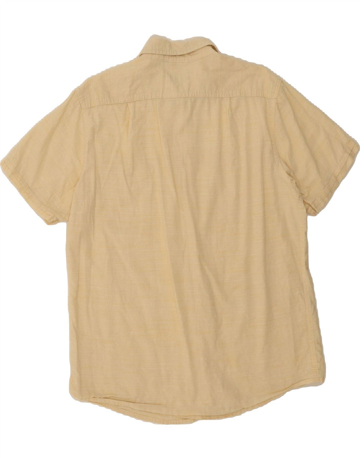 IZOD Mens Short Sleeve Shirt Medium Yellow Pinstripe Cotton Vintage Izod and Second-Hand Izod from Messina Hembry 