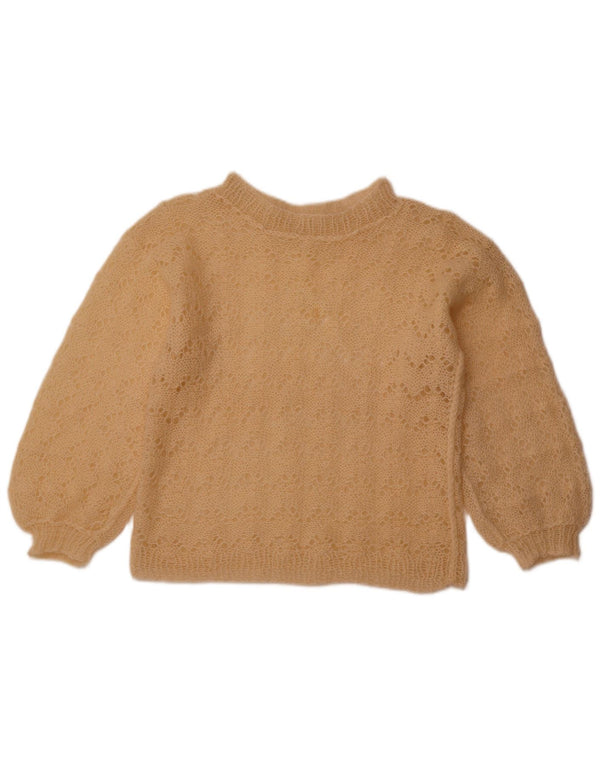 VINTAGE ženski pulover s kratkim izrezom UK 12 Srednje bež