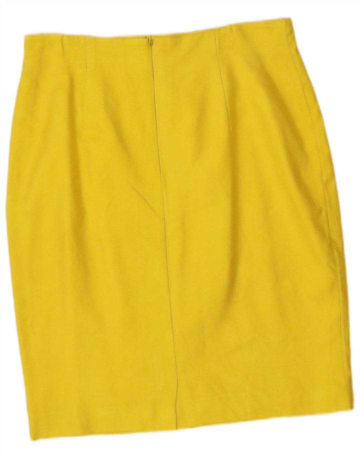 Vintage ženski dvodijelni komplet suknji s 4 gumba IT 46 Large W32 Žuta svila
