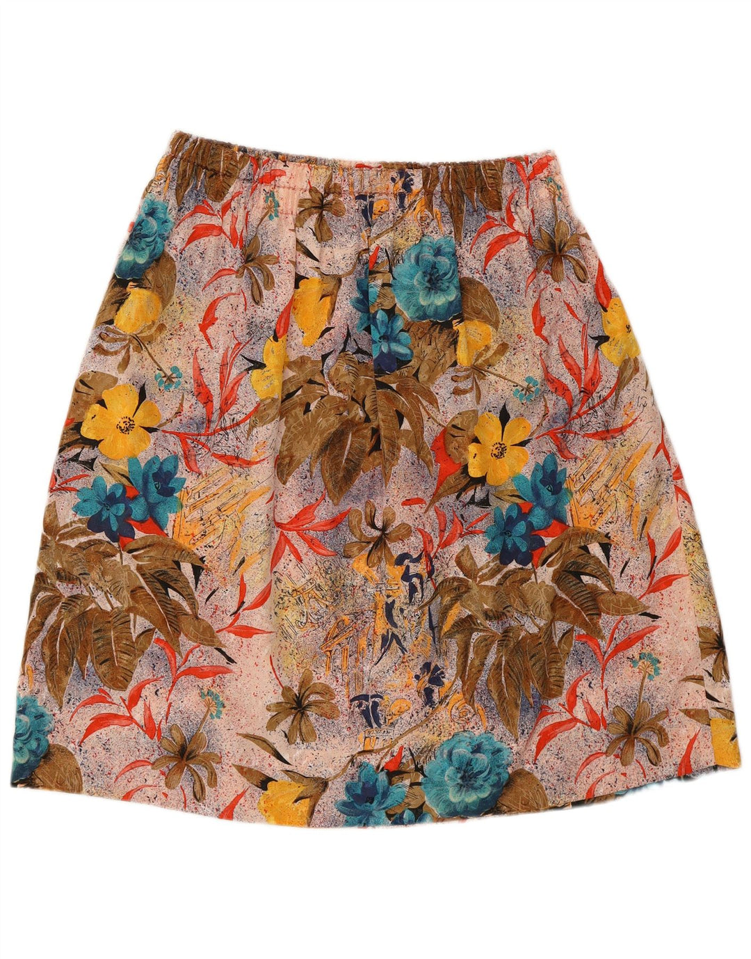 Vintage ženska grafička suknja A-kroja W30 srednje raznobojna cvjetna