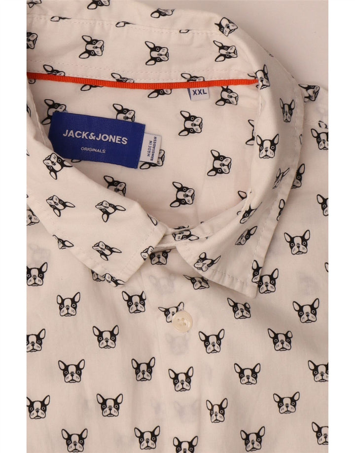 JACK & JONES Muška košulja 2XL bijeli pamuk na točkice