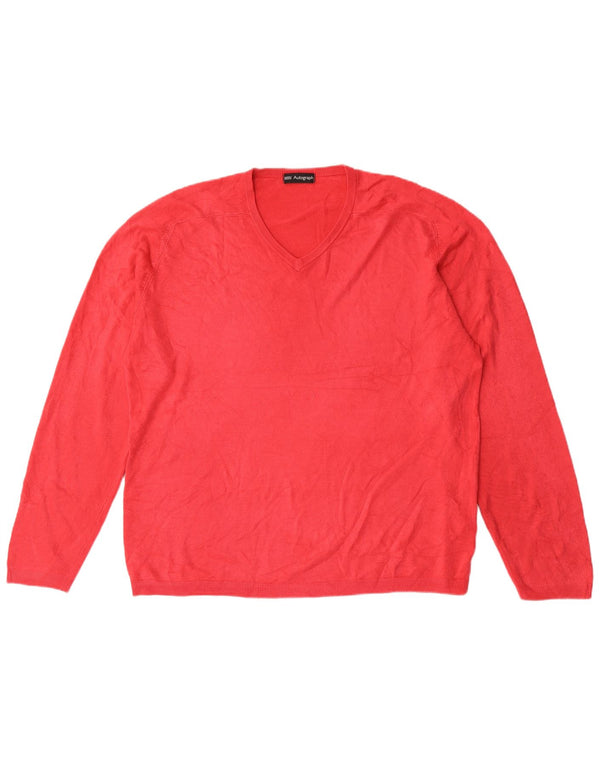 Marks & Spencer Mens Autograph V-Neck Jumper Sweater XL Red Acrylic