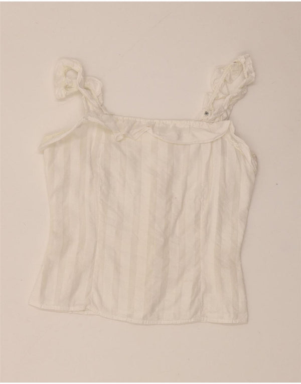 Vintage ženski kratki Cami Top UK 4 XS bijele pruge