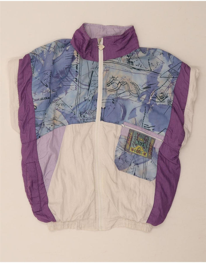 VINTAGE ženska gornja jakna trenirke UK 10 Mala bijela