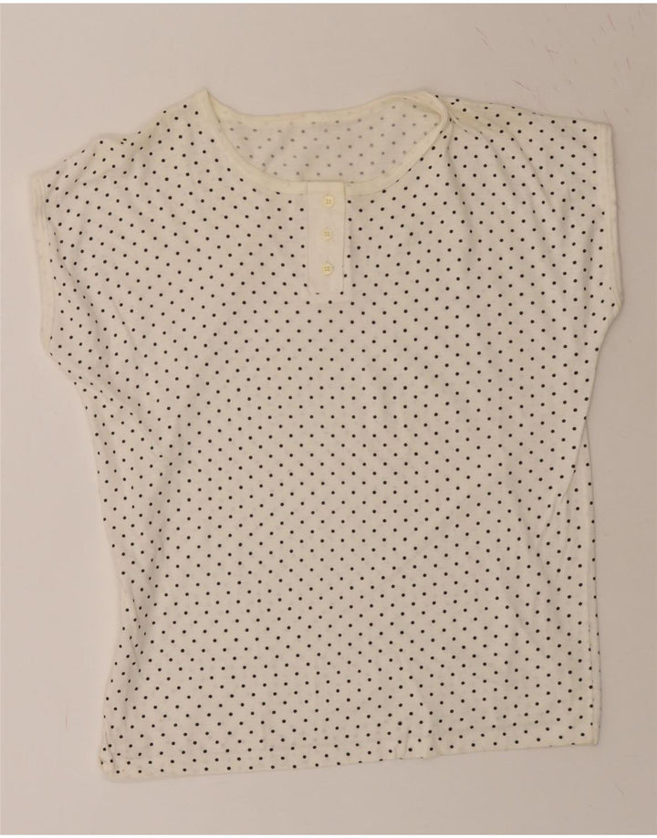 VINTAGE Womens Blouse Top UK 16 Large Off White Spotted Vintage Vintage and Second-Hand Vintage from Messina Hembry 