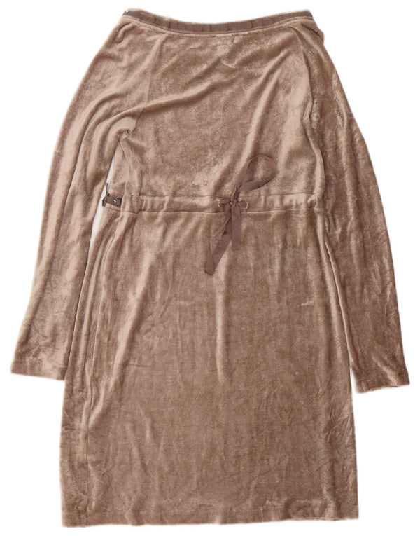 Blumarine ženska plašt haljina dugih rukava od velura UK 10 Mala smeđa viskoza