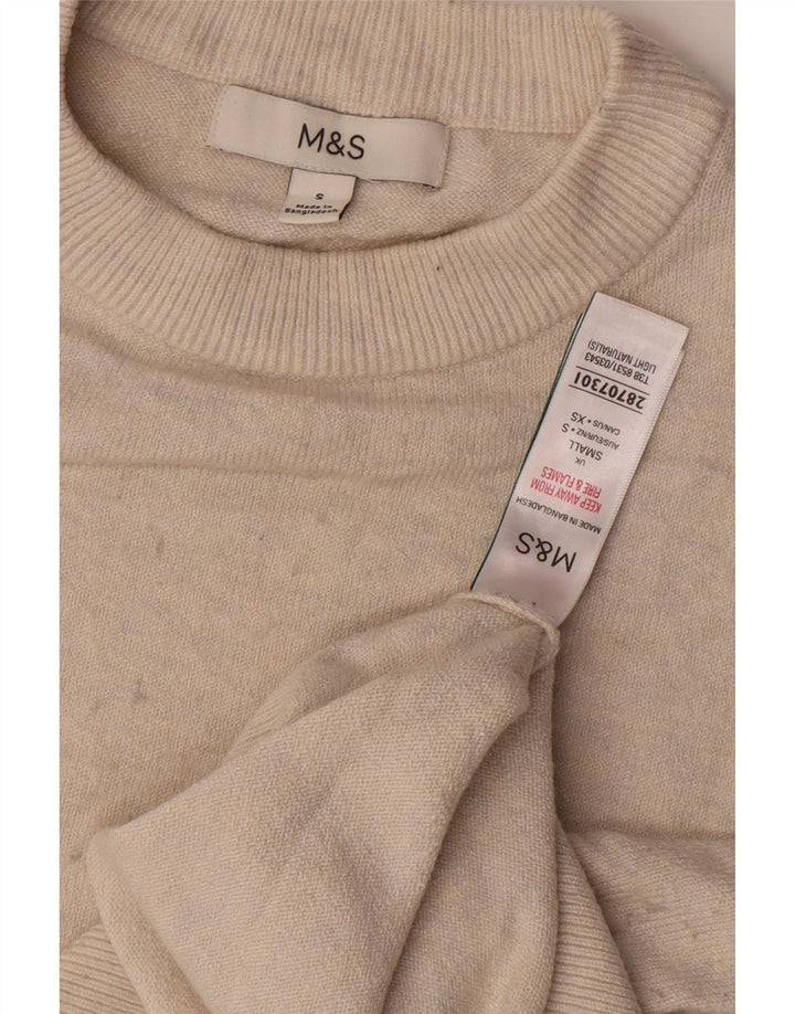 Marks & Spencer ženski džemper s okruglim izrezom UK 10 Mali bež poliester
