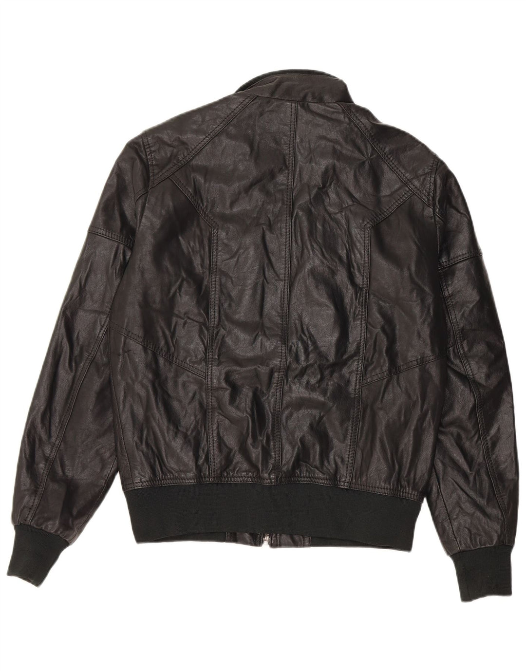 Jack & Jones muška kožna bomber jakna UK 36 Mala crna kožna