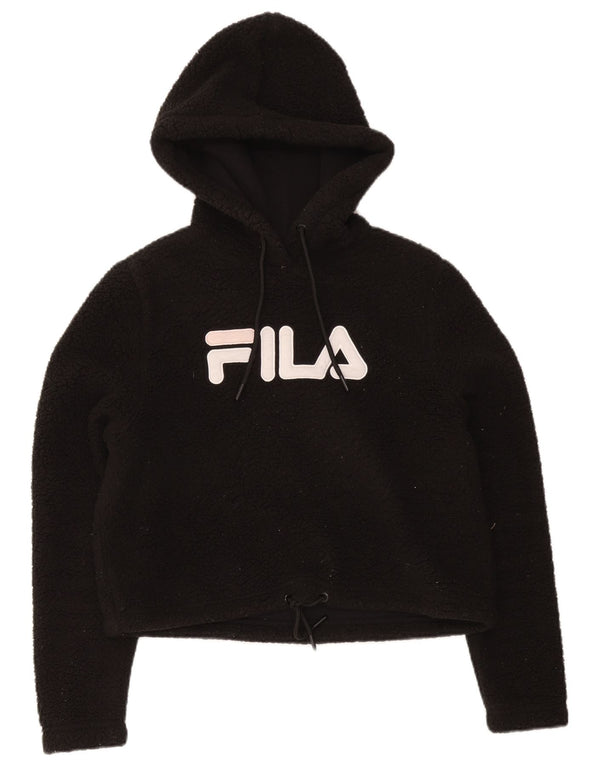 Fila ženska prekomjerna majica s kapuljačom od flisa s kapuljačom UK 10 mala crna