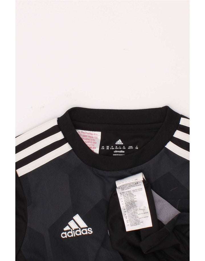 Adidas Boys Climalite T-Shirt Top 7-8 Years Black Geometric Poliester