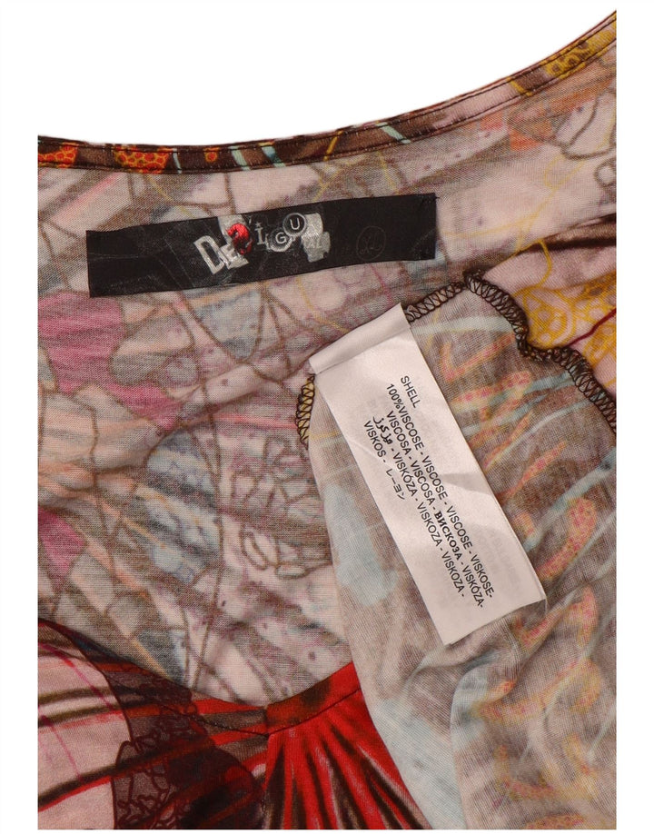 Desigual gornji dio ženske bluze UK 18 XL Višebojna patchwork viskoza