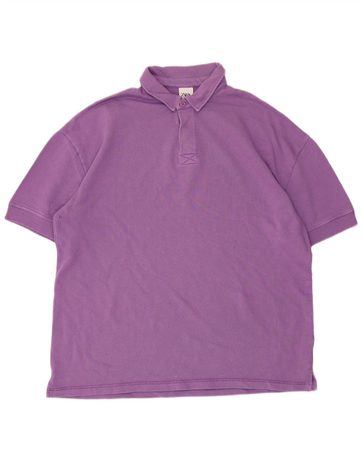 ZARA Mens Oversized Polo Shirt Small Purple