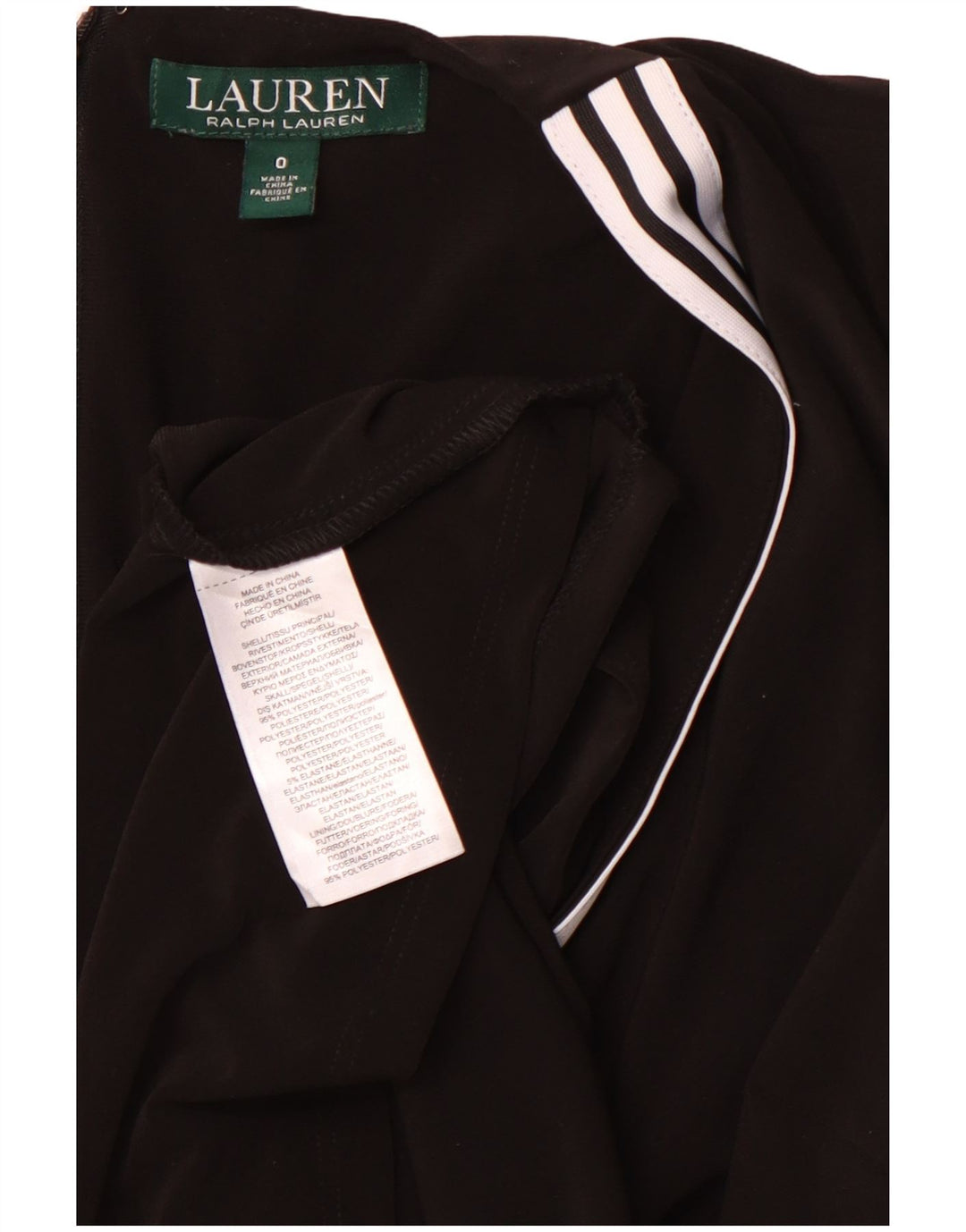 RALPH LAUREN Ženska haljina s omotom 3/4 rukava US 0 XS crna na pruge od poliestera