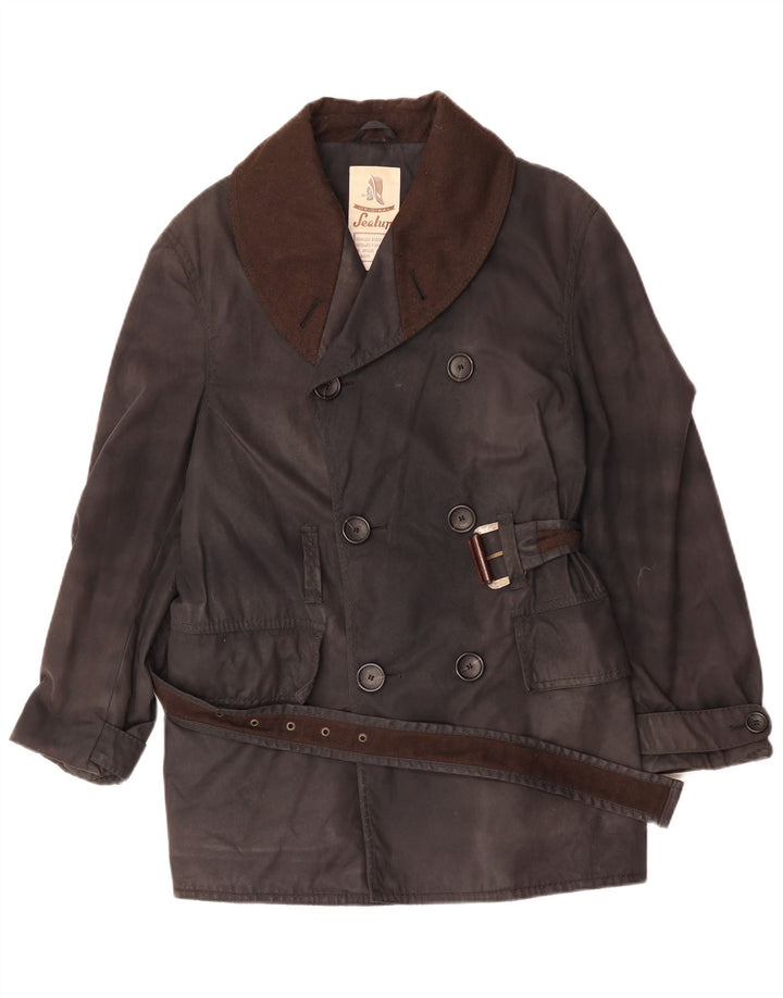 Sealup muški kaput s dvostrukim kopčanjem UK 38 srednje crni pamuk