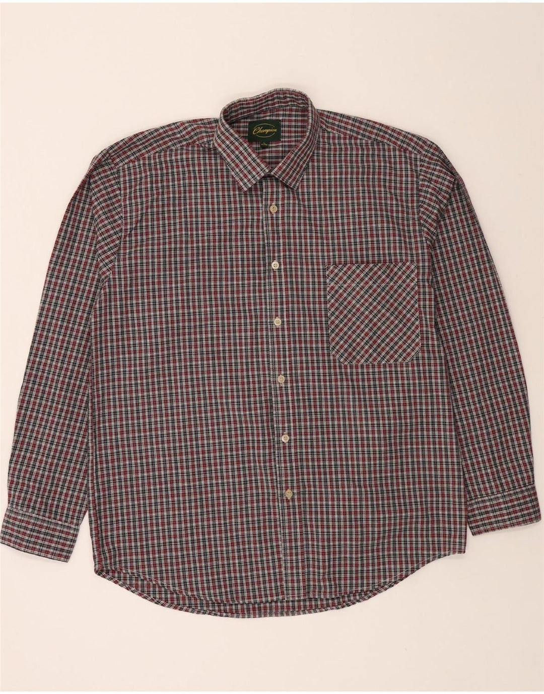 CHAMPION Mens Flannel Shirt Size 41/42 Large Red Check Polyester Vintage Champion and Second-Hand Champion from Messina Hembry 