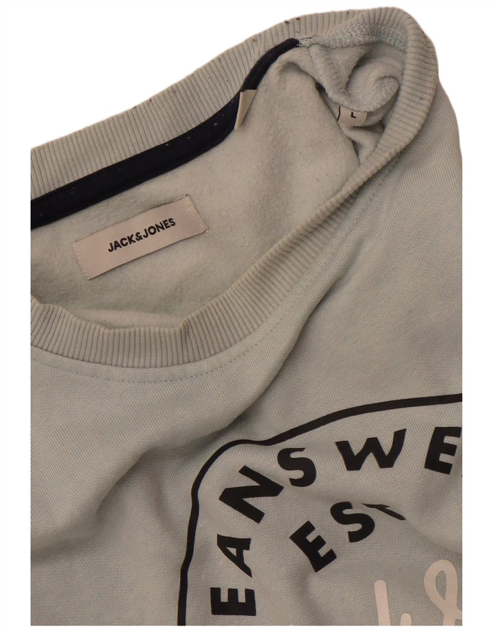 JACK & JONES Veliki plavi muški džemper s grafičkim motivima