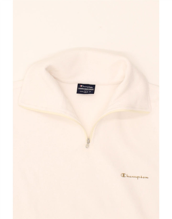 CHAMPION Womens Zip Neck Fleece Jumper UK 16 Large White Polyester Vintage Champion and Second-Hand Champion from Messina Hembry 