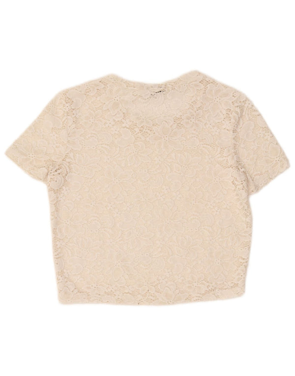 Prozirna ženska bluza Zara Crop UK 12 Medium Off White Floral