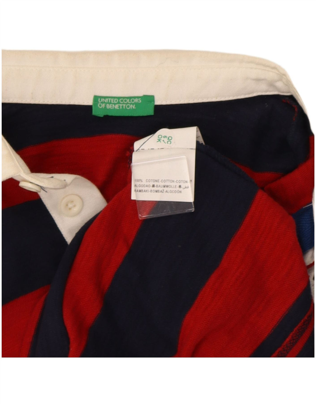 Obična polo majica dugih rukava Benetton za dječake 7-8 godina srednje crvene pruge