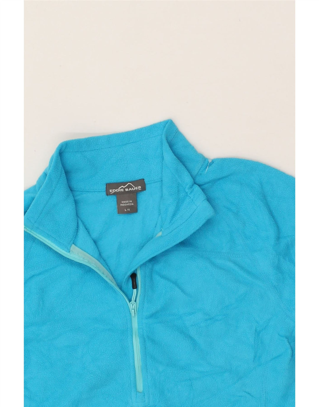 EDDIE BAUER Womens Zip Neck Fleece Jumper UK 16 Large Blue Polyester Vintage Eddie Bauer and Second-Hand Eddie Bauer from Messina Hembry 