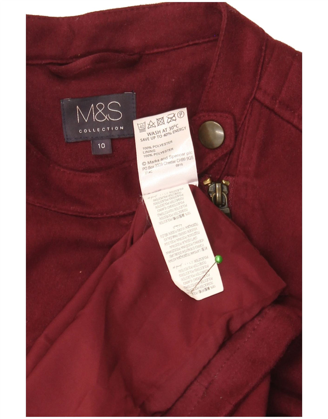 Marks & Spencer ženska biciklistička jakna UK 10 Mala bordo biciklistička jakna od poliestera
