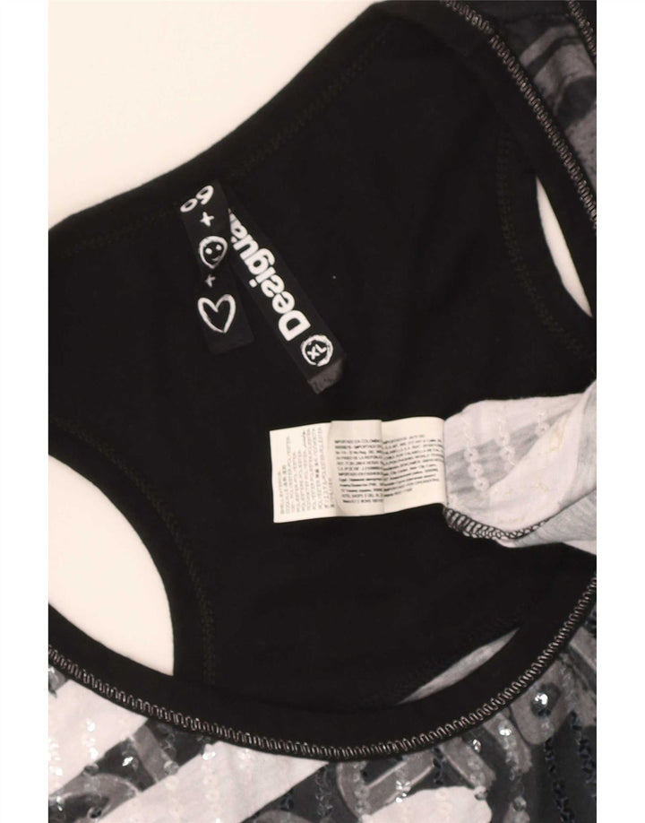 Desigual ženski gornji dio prsluka s grafičkim motivima UK 18 XL crni poliester