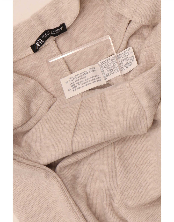 Zara ženske pletene hlače širokih nogavica male W28 L30 sivi poliester