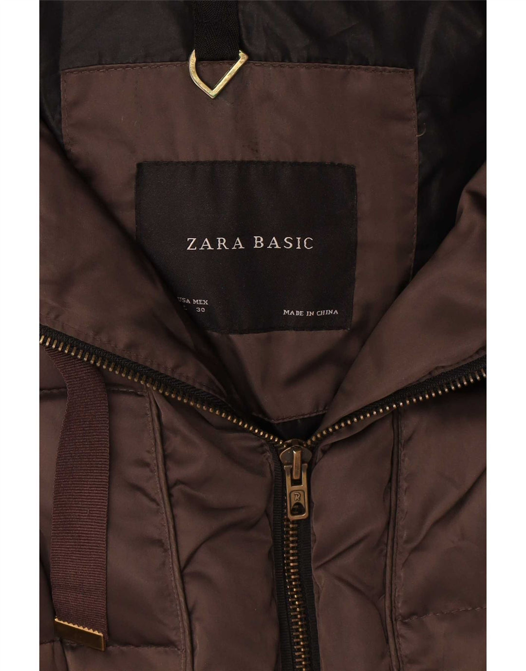 Zara ženski podstavljeni kaput s kapuljačom UK 16 Veliki smeđi poliester