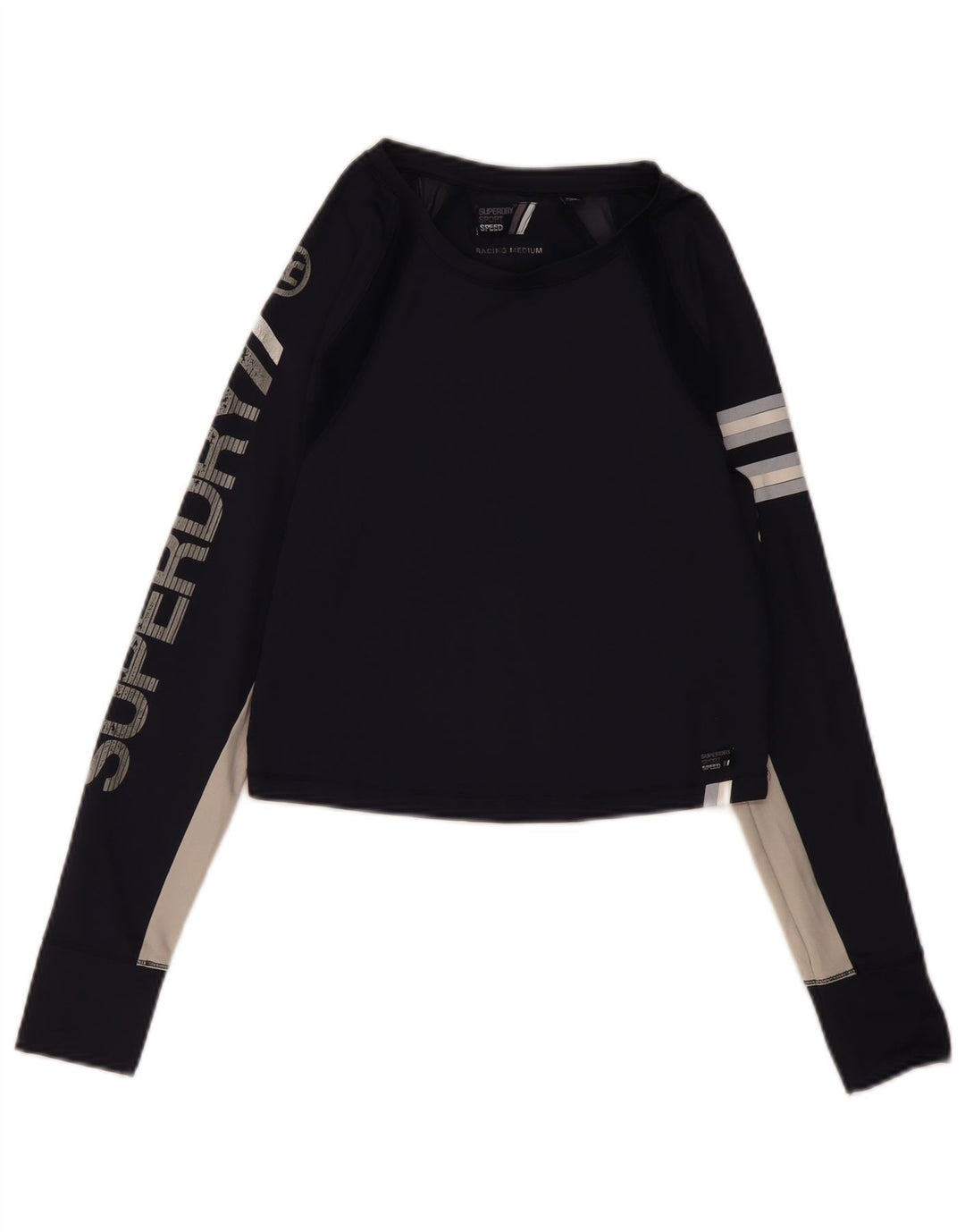 Superdry ženska majica dugih rukava s grafikom UK 12 srednje tamnoplave boje