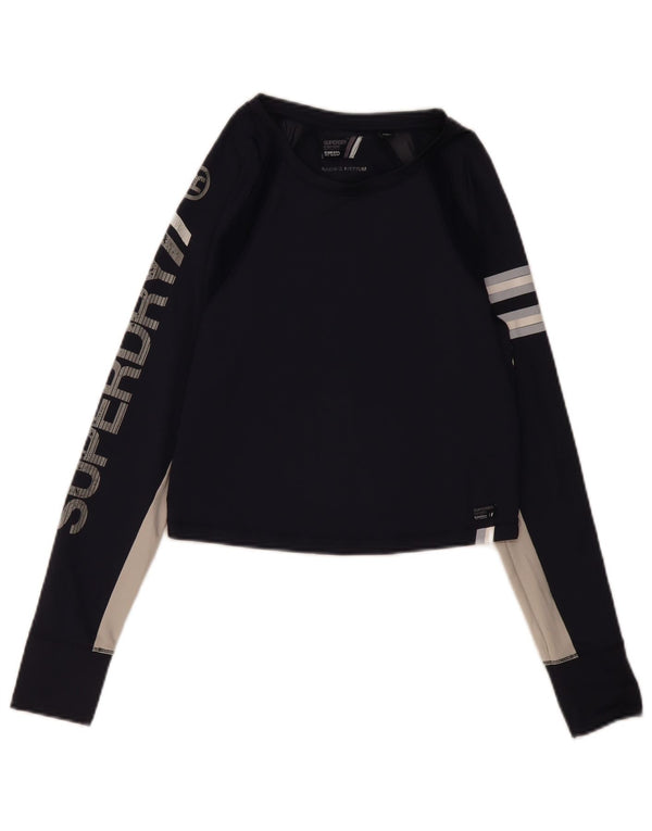 Superdry ženska majica dugih rukava s grafikom UK 12 srednje tamnoplave boje