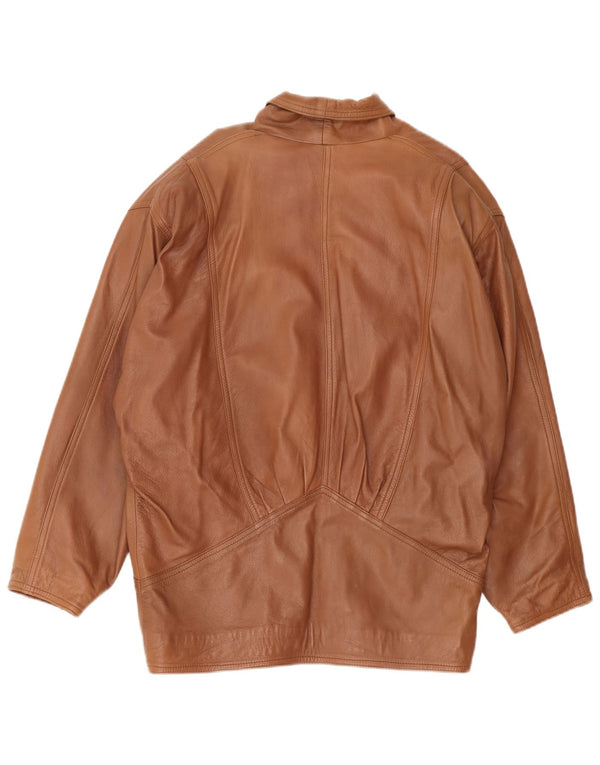 Vintage ženska prevelika kožna jakna UK 18 XL smeđa koža