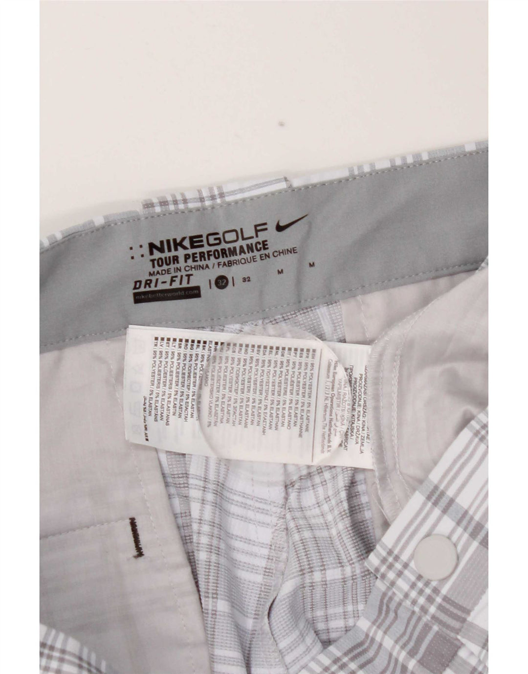 Nike Dri Fit Chino kratke hlače W32 Srednje sivi karirani poliester