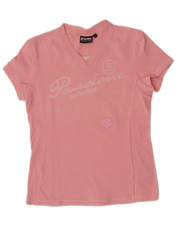 Lotto Girls Regular Graphic T-Shirt Top 11-12 Years Large Pink Pamuk