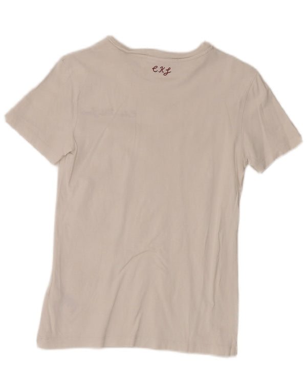Calvin Klein Jeans Ženska majica kratkih rukava UK 8 Mali bijeli pamuk