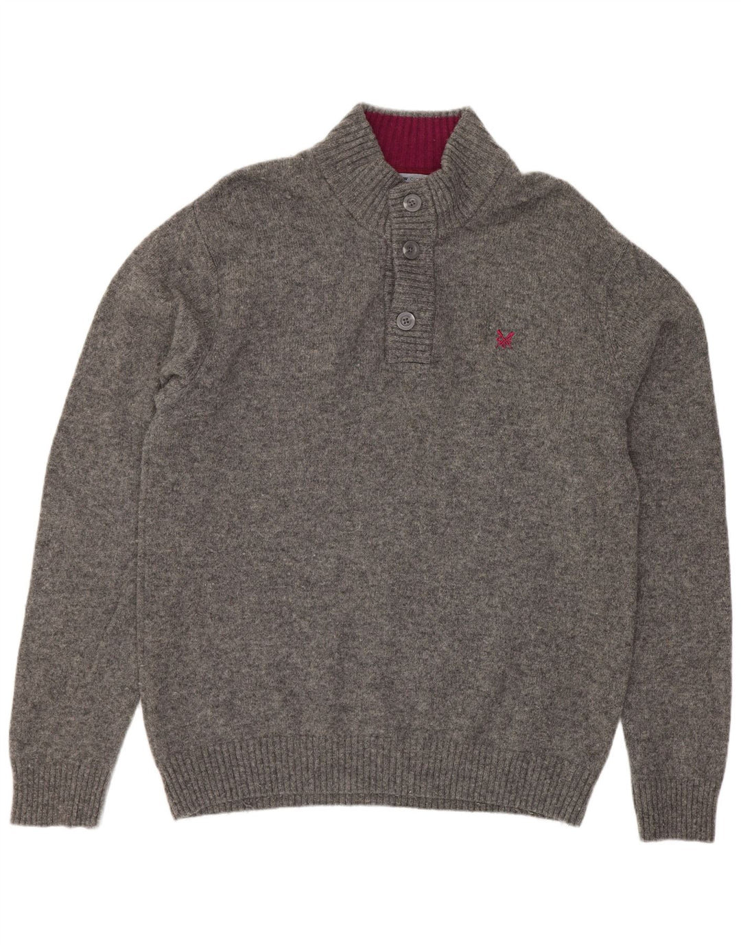 Crew Clothing Muški džemper s dugmadima i ovratnikom XL siva vunena