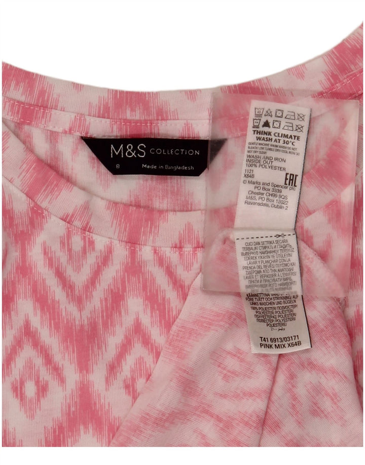 Marks & Spencer ženski gornji dio bluze bez rukava UK 8 mali ružičasti ikat poliester